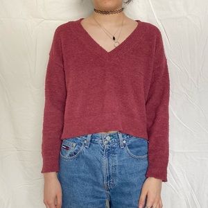 Burgundy v-neck sweater